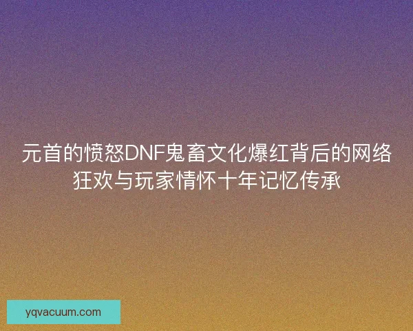 元首的愤怒DNF鬼畜文化爆红背后的网络狂欢与玩家情怀十年记忆传承